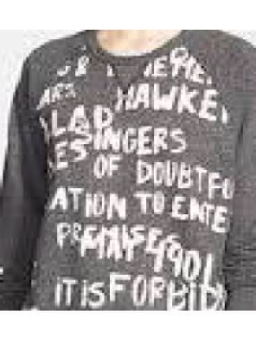 Rag & Bone  Charcoal Graffiti Crewneck Sweatshirt M